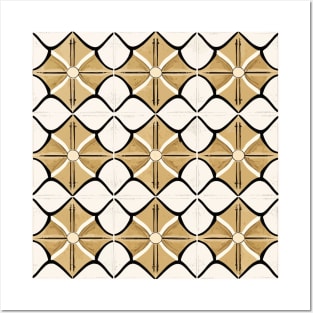 Moroccan-Inspired Floral Tile Pattern in Neutral colors Posters and Art